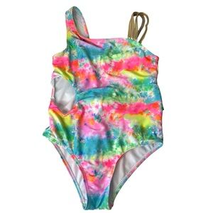 BETSEY JOHNSON Girls Size M 10 Watercolor‎ Tie Dye One Piece Swimsuit.
